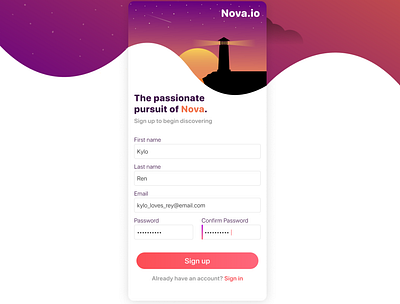 Daily UI 001 Sign Up Mobile colorful design gradient ios mobile onboarding sign in sign up sign up form sign up screen ui ux vector