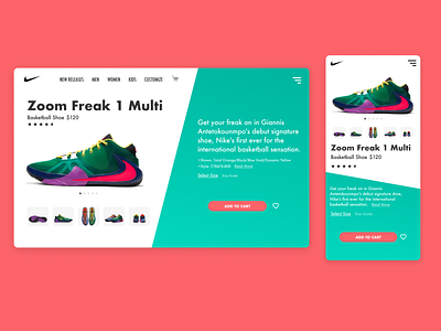 Daily UI E-Commerce Nike Shoe checkout colorful daily ui dailyui design ecommerce futura gradient image nike shoes ui ux website