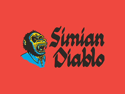 Simian Diablo Logo (Option 2) brand identity branding design gorilla hand drawn type hand lettered logo hand lettering illustration logo logo design monkey