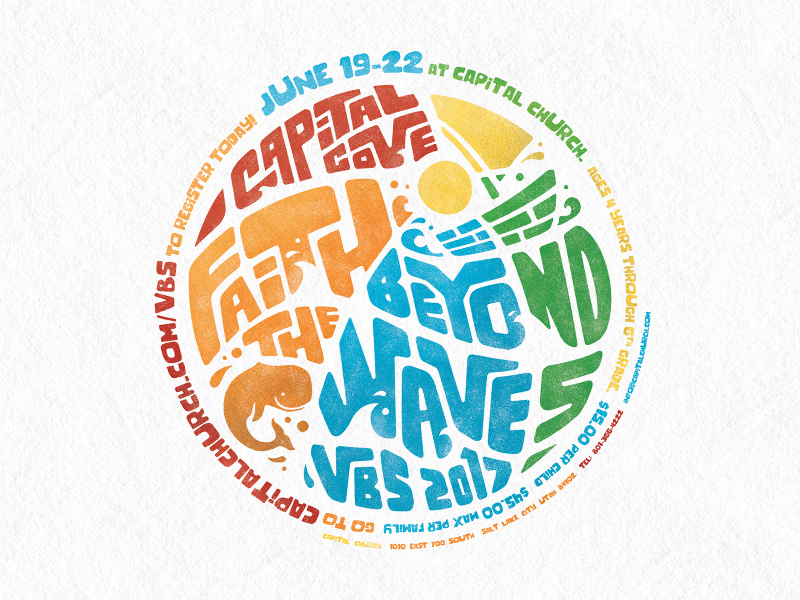 VBS 2017, Capital Cove: Faith Beyond the Waves jonah church whale waves faith beach vbs kids logo design