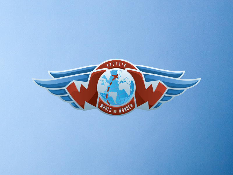 World of Wonder Logo world airplane wings flight illustration logo design logo travel vbs