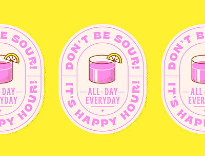 Happy Hour pt. 1 cocktail happy hour illustration sticker type typography vector