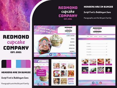 Redmond Cupcake Company bakery brand identity branding design google fonts typography ui web design