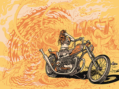 Yellow Glow art artwork character chopper collage design illustration kustom kulture motorcycle premium stunning triumph