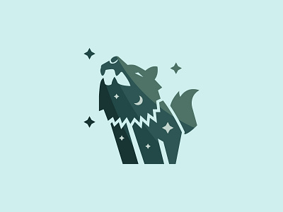 The Howling Wofl animal flatdesign forest logo night wolf