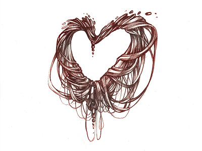 Heart dangles heart icon illustration logo love red ribbon
