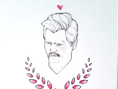Ron Swanson character drawing illustration parks rec ron swanson valentine