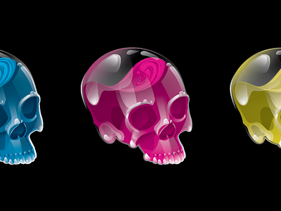 CMYK Skulls cmyk color drawing glass illustration liquid skull vector