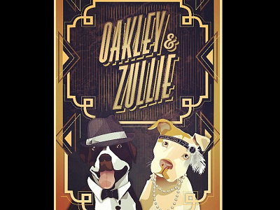Oakley and Zullie 1920 dogs flapper illustration pup type typography vector