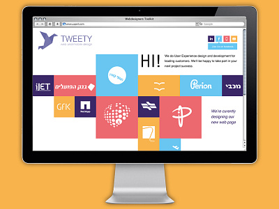 Tweety web clean colors email flat design icon design layout skill typography ui ux web design website