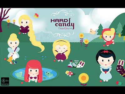 Hard candy character design cinderella cute ebook fairy tale illustrator interactive israel photoshop red riding hood snow white