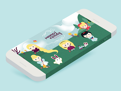 home page // app design candy character cinderella daniela fairy tale fun illustration illustrator israel photoshop red riding hood woods