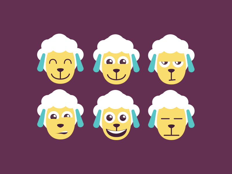 Sheepy Faces app emoji faces flat illustration palette sheep