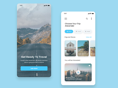 Travel App Concept Design appdesign creative dailyui travel ui uichallenge userexperience userinterface visualdesign websitedesign