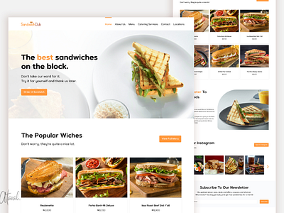 SandwichClub Landing Page UI app figma minimal product design restaurant restaurant ui restaurant website ui ui design uiux user experience user interface ux web design web ui xd ui ux design