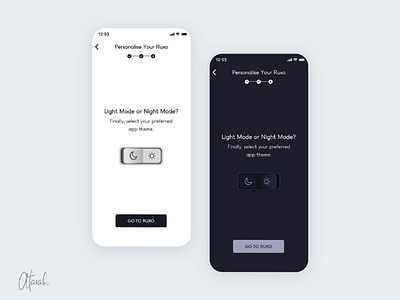 Light Mode/Night Mode app design dailyui dailyui 015 dark mode dark theme dark ui figma figmadesign minimal mobile ui night mode photoshop product design toggle ui ui design uiux user interface ui ux design