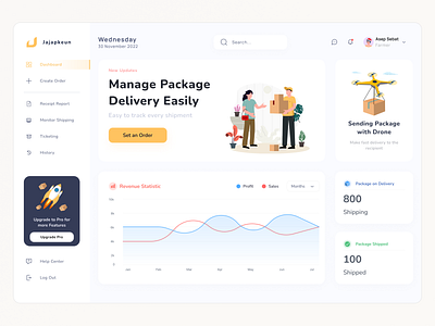 Jajapkeun Shipment Manager - Dashboard Design app branding dashboard deliver delivery design drone flat graphic design illustration logo package shipment shipping ui ux uxdesign vector