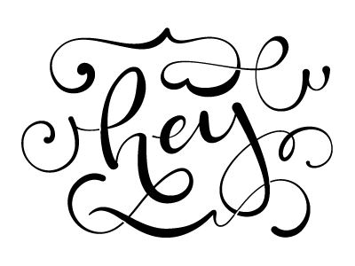 Hey blackwhite calligraphy lettering vector