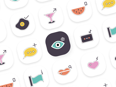 Stickers Set clean colour design flat icon illustration minimal sketch sticker stickers stickers set ui ux web