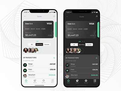 Green Bank Wallet - Dark / Light UI
