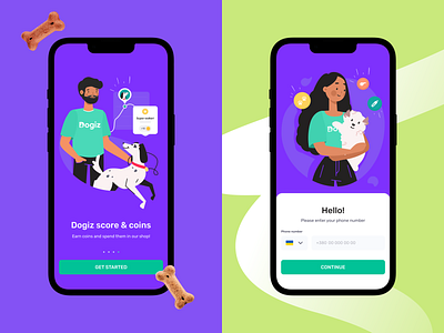 Dogiz - Onboarding app application colors design dogs graphic design illustration log in onboarding pets screens shop sign up ui ux