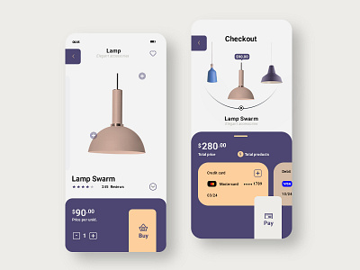 Lamp store/App Concept add to cart app concept buy cart checkout colour creative design e commerce interface ios lamp layout light mobile application shop store ui ux