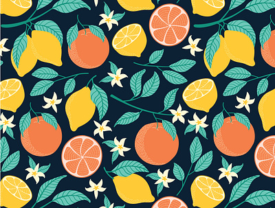 Citrus freshness citrus design design fabric illustration leaves lemons oranges surface pattern design