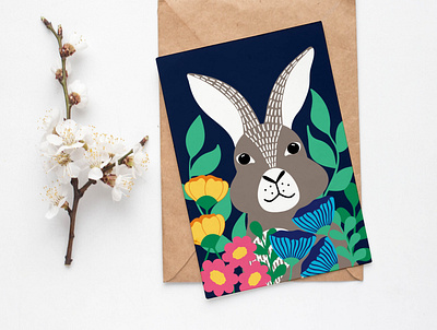Bunny and flowers bunny and flowers bunny illustration easter bunny easter design easter greeting card flowers