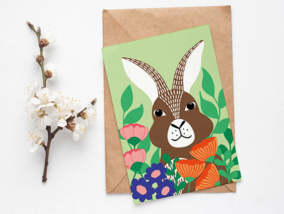Bunny and flowers bunny and flowers bunny illustration easter bunny easter design easter greeting card vector art