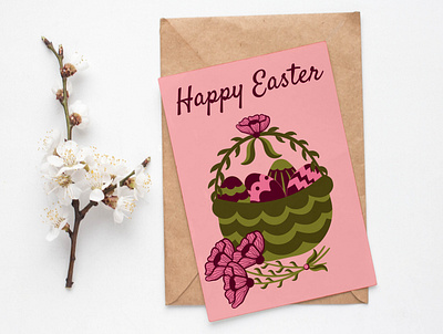 Easter basket easter easter basket easter greeting cards easter illustration flatdesign flowers happy easter vectorart