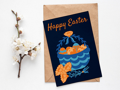 Easter basket easter easter basket easter greeting card flatdesign happy easter vectorart