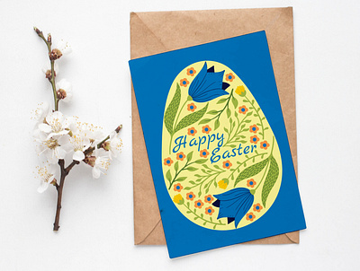 Happy Easter easter greeting card flat design flowers happy easter vector art