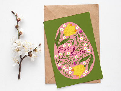 Happy Easter easter greeting card easteregg flatdesign flowers greetingcard happyeaster vectorart