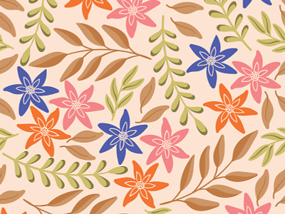 Fresh flowers fabric pattern flat design floral pattern flowers flowers design print repeating pattern seamless pattern surface pattern surface pattern design textile design textile pattern vector artworks