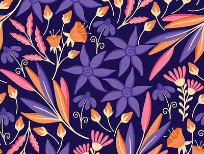 Blooming in dark flatdesign floralpattern flowers design print design repeating pattern seamless patterns surface pattern surface pattern design surfacedesign vectorpattern