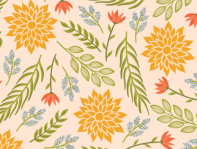 Summer vibes fabric fabric pattern flat design floral design floral pattern print design repeating pattern seamless pattern surface pattern surface pattern design textile textile pattern vector art vector pattern