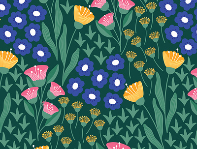 In the garden fabric pattern floral pattern print design repeating pattern seamless pattern surface pattern design surfacedesign textile design vector pattern