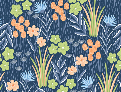 Floral field fabric fabric design flat design floral design floral pattern repeat pattern seamless pattern surface design surface pattern design textile textile pattern vector pattern vectorart