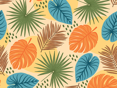 Tropical leaves fabric flat design jungle pattern repeating pattern seamless pattern surface pattern surface pattern design textile tropical leaves tropical pattern vector pattern