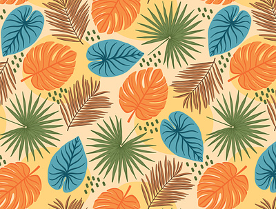 Tropical leaves scale fabric jungle pattern pattern design repeat pattern seamless pattern surface pattern design textile tropical leaves tropical pattern vector pattern