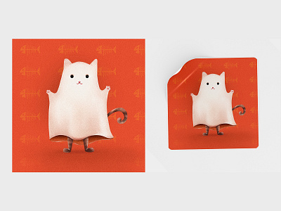 ghost cat art design illustration procreate