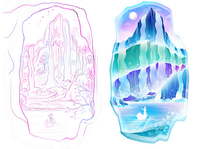 waterfalls design illustration illustrator