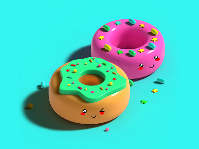 cute donuts 3d design illustration illustrator vector