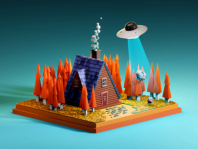 UFO 3d blender illustration illustrator