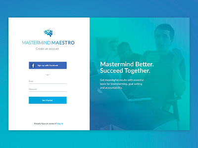 Mastermind Maestro Sign-up Page branding gradient landing page login register signup slogan
