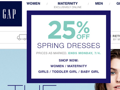 Gap 25% Off Disruptor