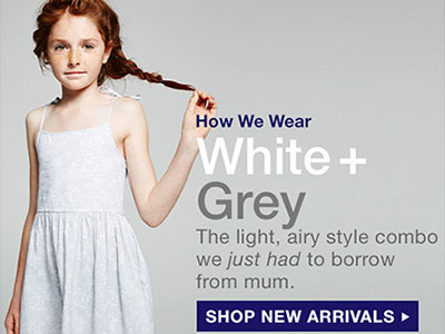 Gap European Kid Girl White +Grey Email