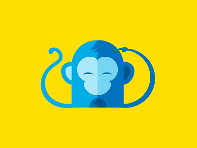 Funny monkey blue brand branding color ilustration logo monkey vector yellow