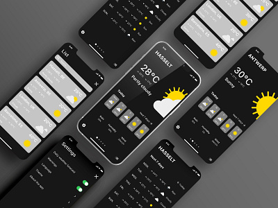 Daily UI | Weather app, dark mode 037 app daily 100 challenge daily ui daily ui challenge dark mode design graphic design mockup prototype ui uiux ux weather weather app