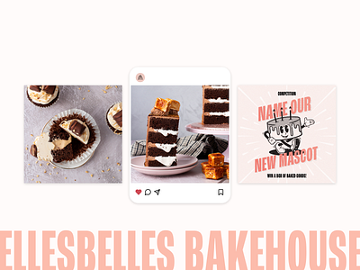 Instagram Post Concepts • Ellesbelles Bakehouse branding cake concept design idea instagram mascot photography post product retro shot social media